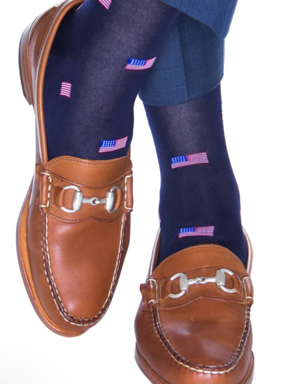 Dapper Classics fine men"s sock with American flags print. NWT